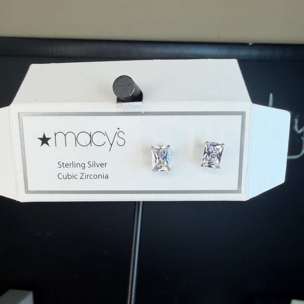 Macy's Silver Cubic Zirconia Stud Earrings
